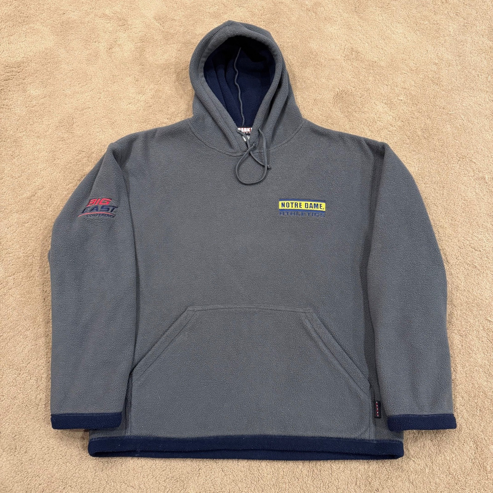 Vtg Notre Dame Fighting Iriish Hoodie Park 7 Thick Fleece Gray Made Canada XXL